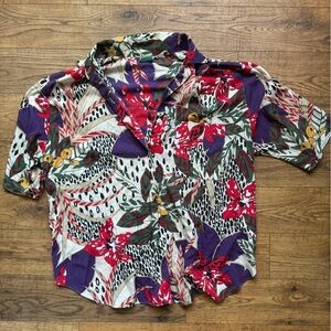 Vintage 1980’s Tropical Pop Art Color Pop Lightweight Button Down Shirt